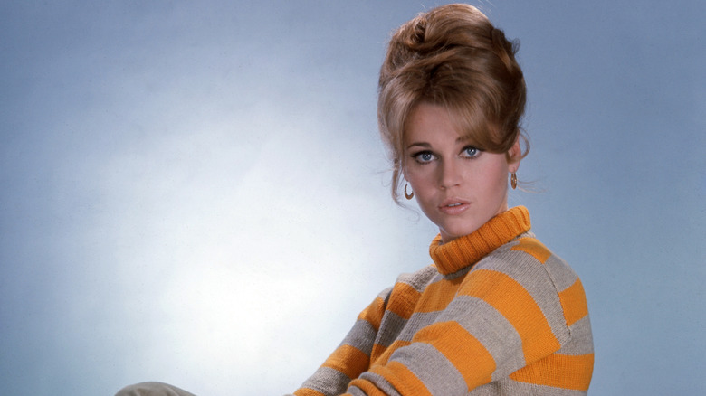 Jane Fonda in striped sweater