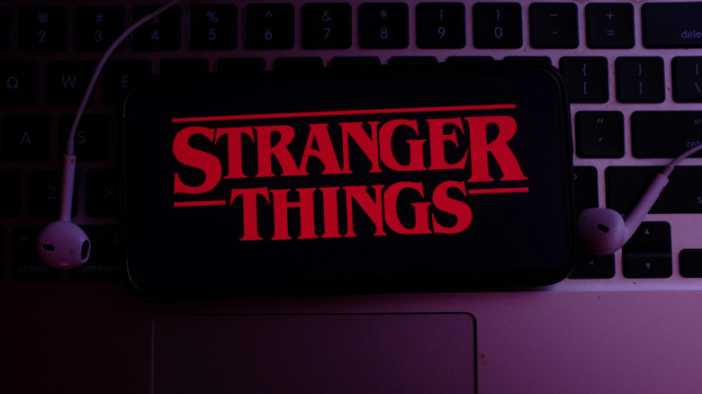 stranger things logo on phone 
