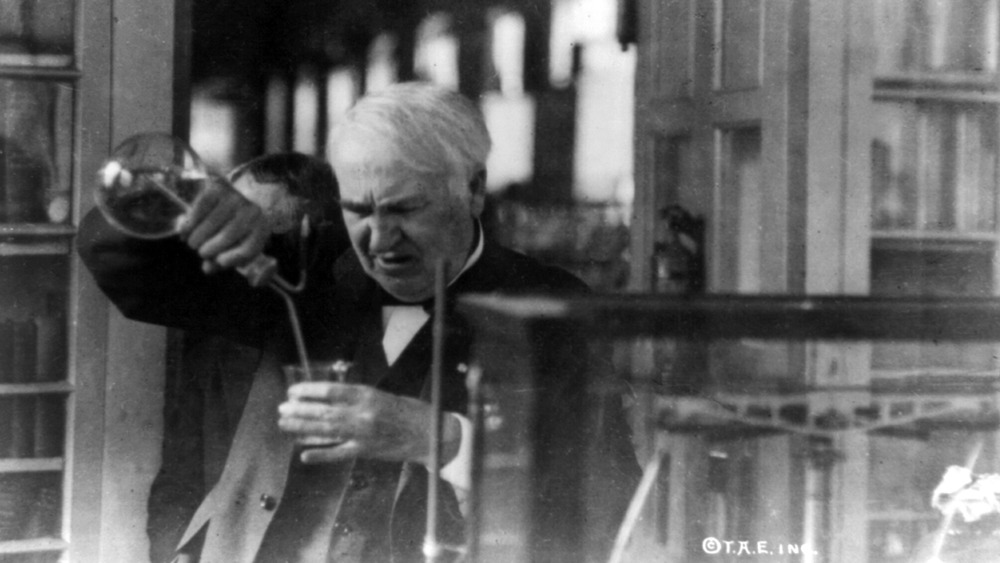 Thomas Edison mixes chemicals