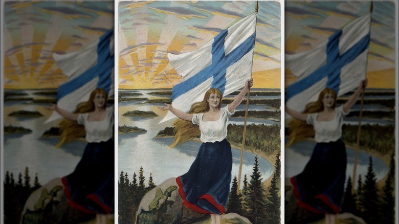Suomi Neito with flag