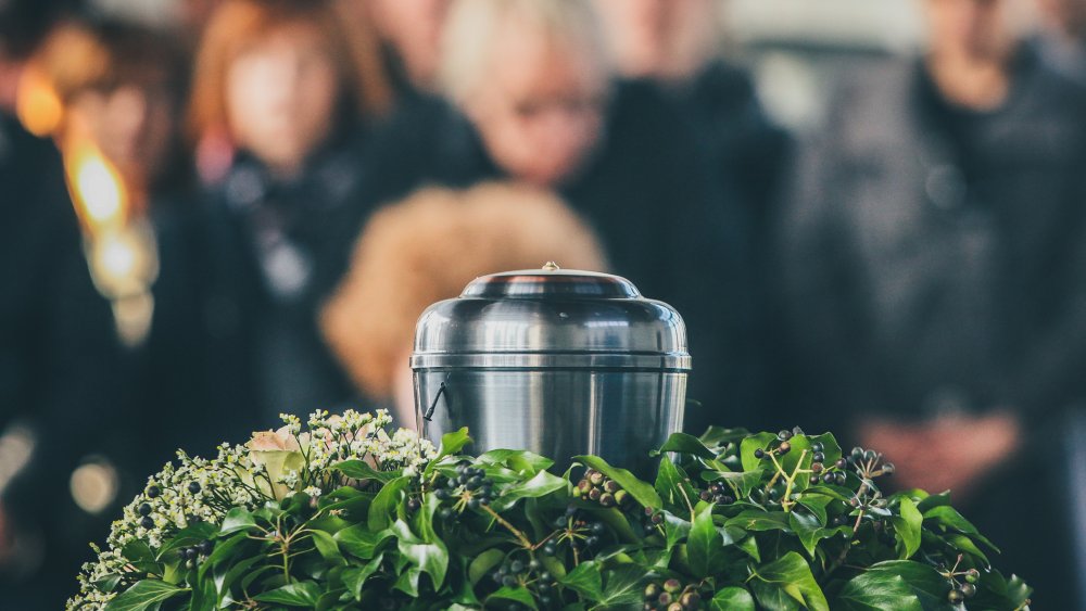 An urn at a funeral