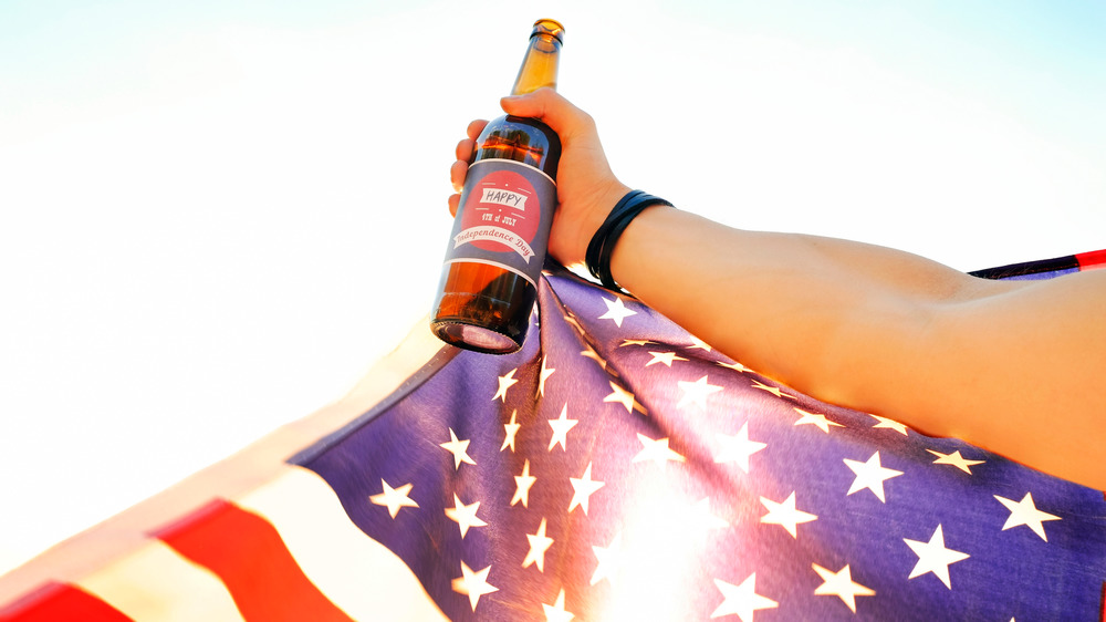 American flag with beer