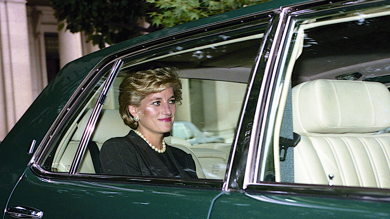 Princess Diana in a car