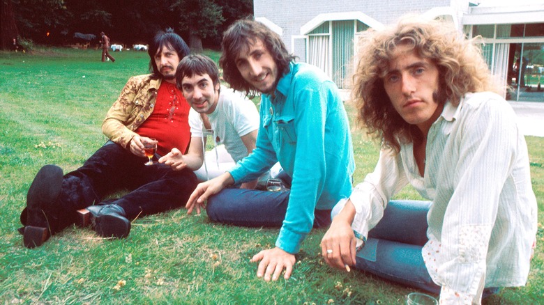 The Who in 1971 sitting on grass