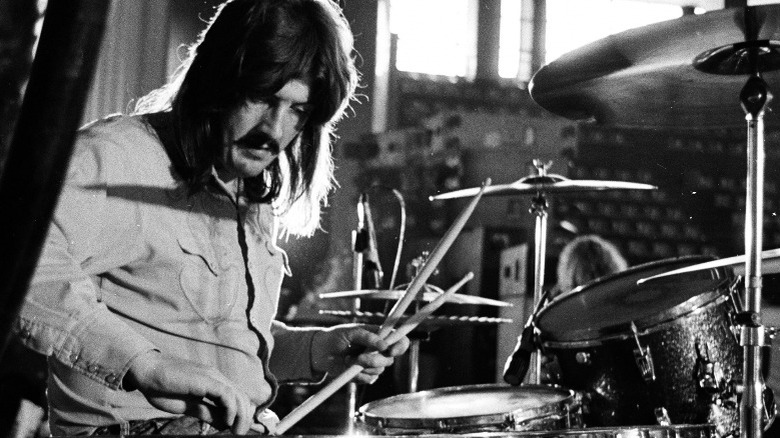 John Bonham drumming long hair moustache