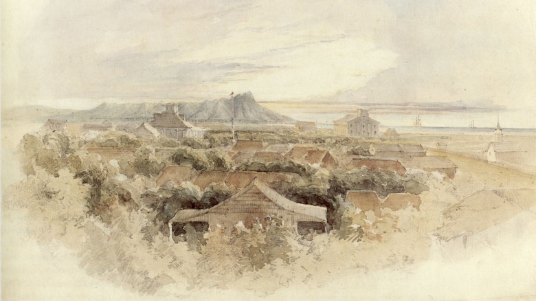 1848 watercolour painting of Honolulu