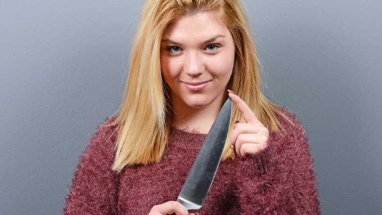 creepy woman knife