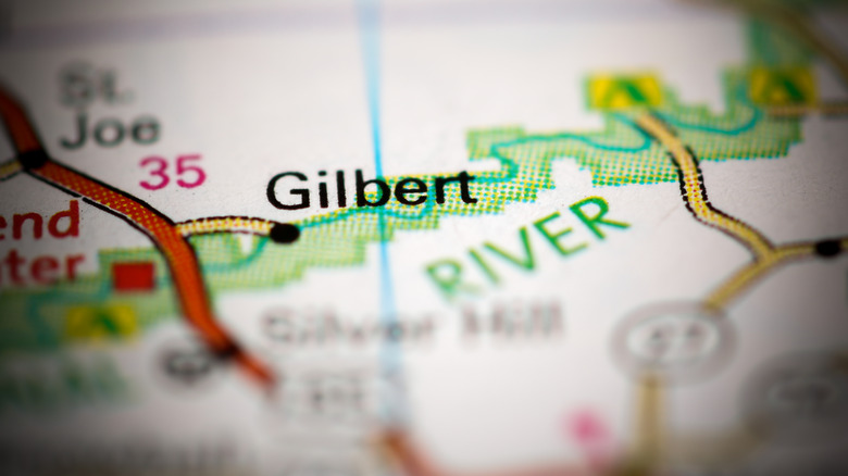 Road map showing town of Gilbert, Arkansas