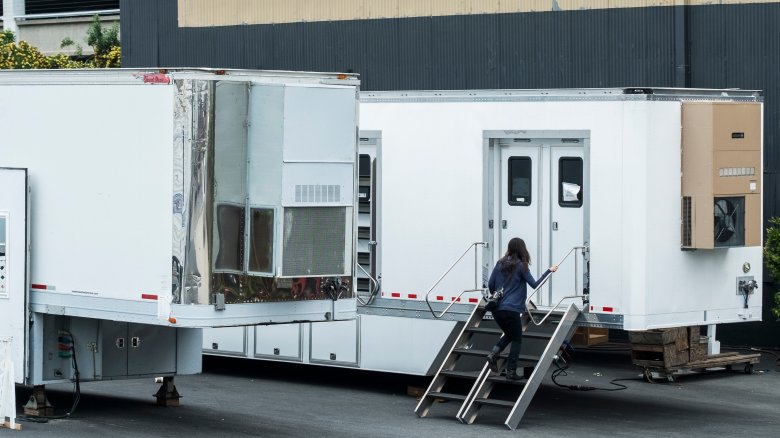 Trailers on a movie set
