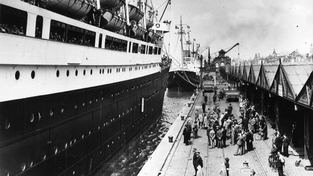 June 1939: The SS St Louis, docks in Antwerp, Belgium, with her cargo of German-Jewish refugees who were denied admittance to Cuba.