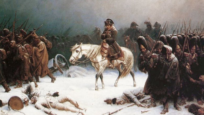painting of napoleon and army in winter