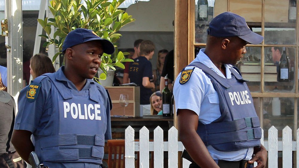 SAPS police officers, Stellenbosch Wine Festival Wine Expo 2014 on the Braak