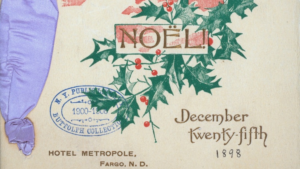 North Dakota Christmas menu 1898