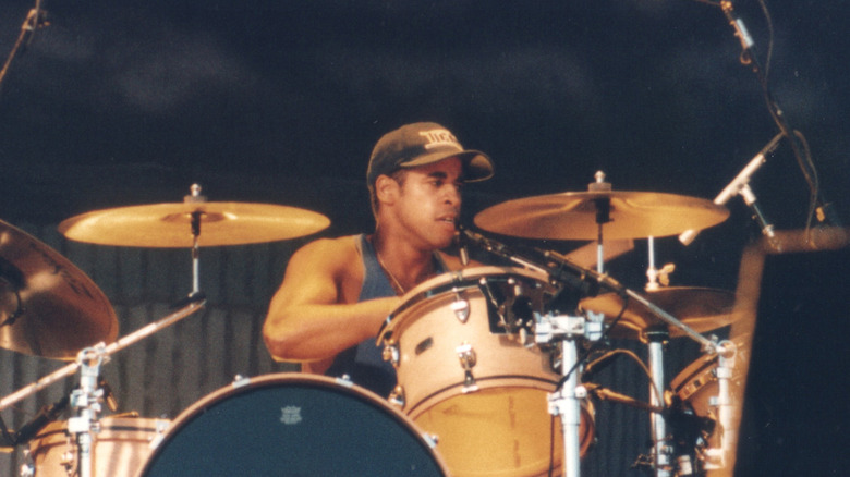 Sterling Campbell playing drums