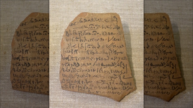 Letter on pottery in ancient Egyptian demotic script