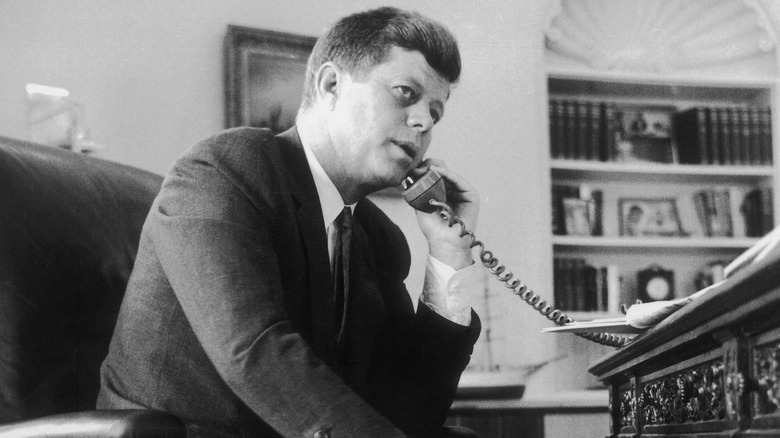 President Kennedy on the phone
