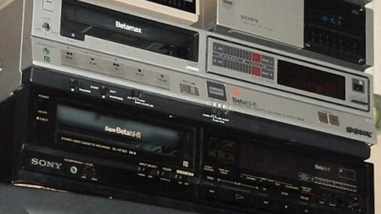 Betamax VCRs on top of each other