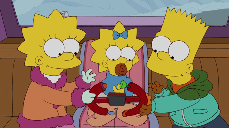 Bart, Lisa, and Maggie play "Bonk It"