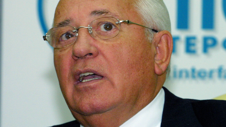 Mikhail Gorbachev with open mouth