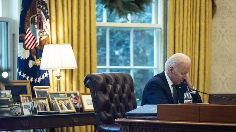 President Joe Biden on the phone 