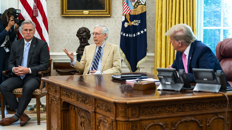 Former President Trump and Mitch McConnell meeting office