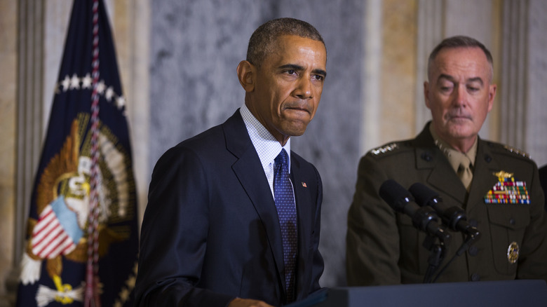 Obama and Chairman of Joint Chiefs speaking