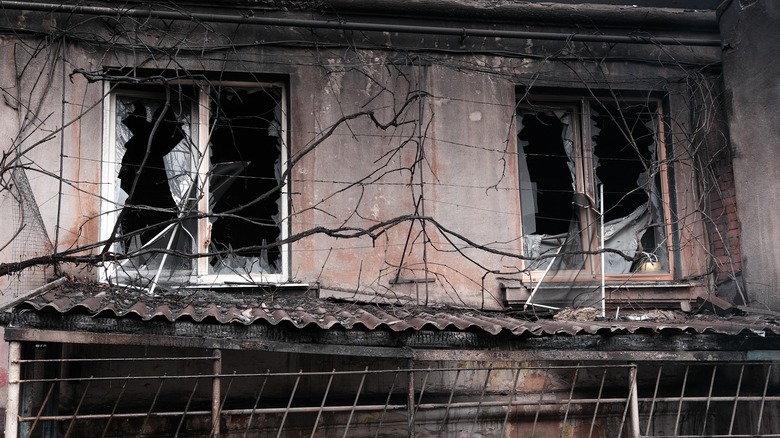 War-damaged building in Mariupol, Ukraine