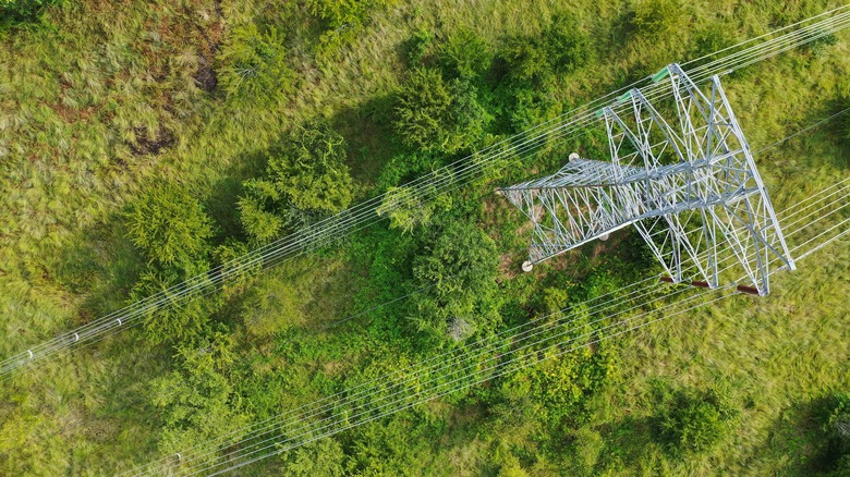 Aerial view of power lines 