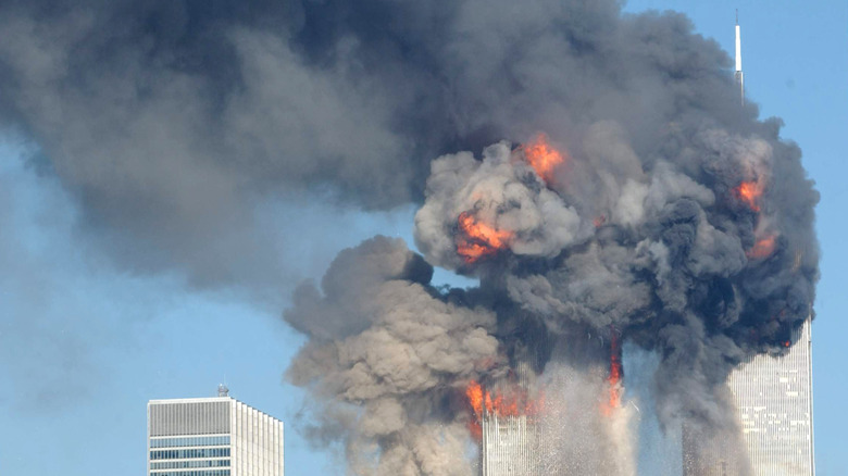 world trade center smoke and fire