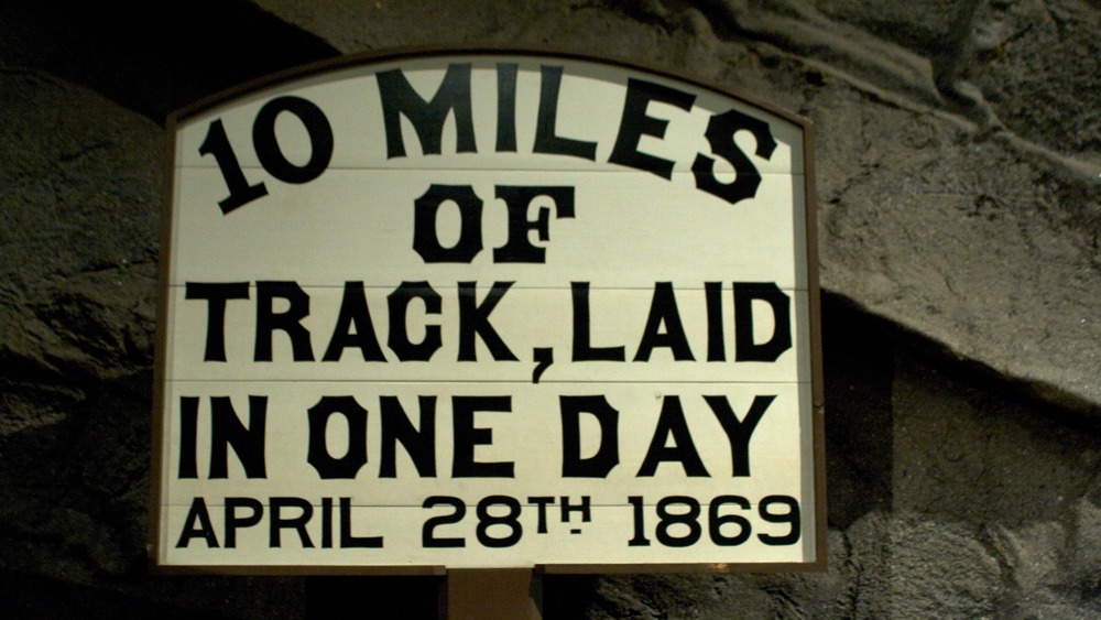 10 miles of track sign from museum exhibit