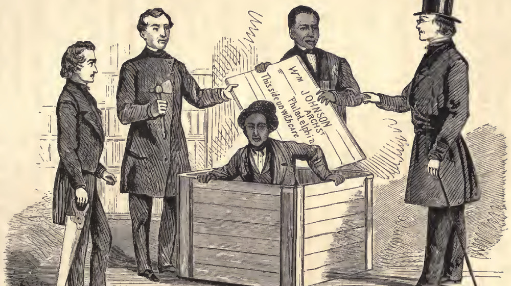 Henry Box Brown is received by white abolitionists straight out of the box