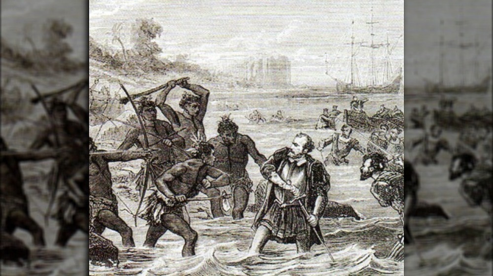 illustration of magellan's death