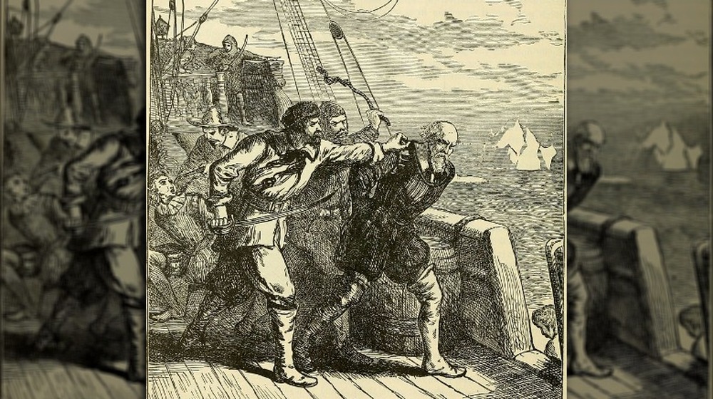 an drawing of a mutiny aboard ship