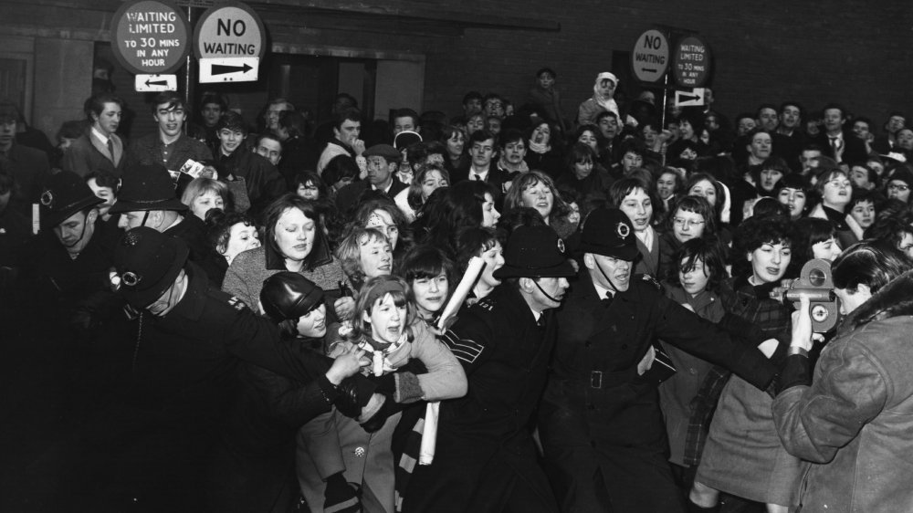 A crowd of Beatles fans