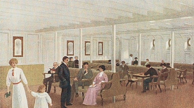 illustration of a general sitting room aboard the Titanic