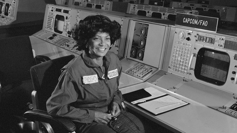 Nichelle Nichols in a NASA control room