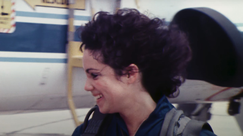 Judy Resnik grinning after flight training