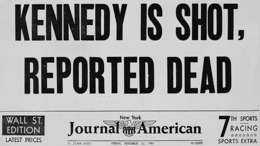 Newspaper headline from the fateful day