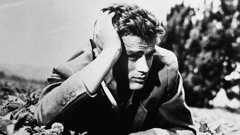 James Dean lying on the ground