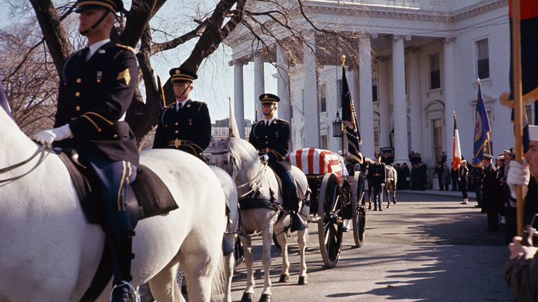 John F Kennedy's funeral procession leaving the White House