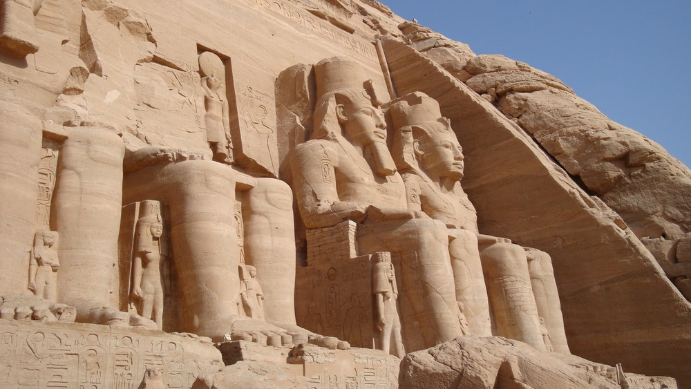 Colossal statues of Rameses II at Abu Simbel temple