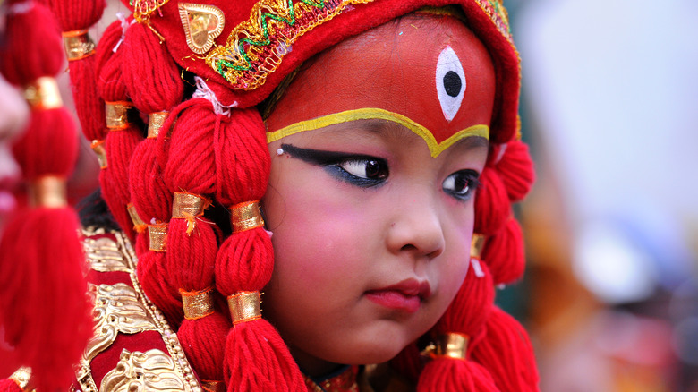 Kumari is a girl believed to be the incarnation of Hindu goddess Durga.