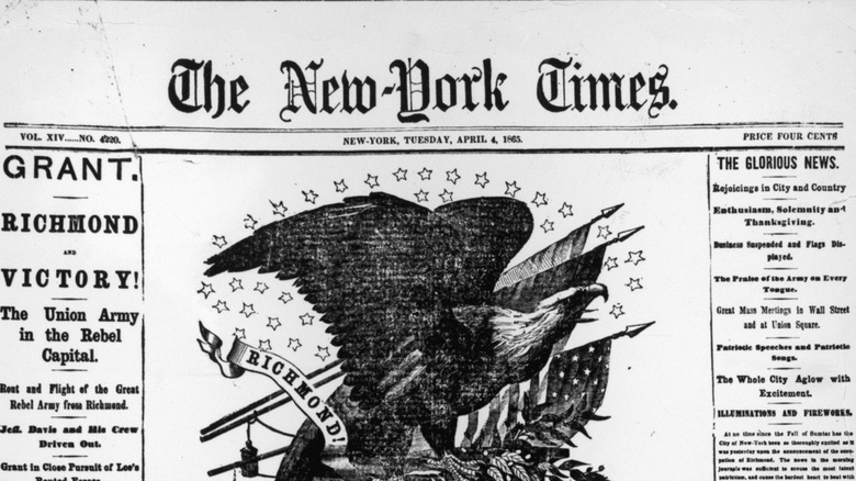 1865 New York Times newspaper front page