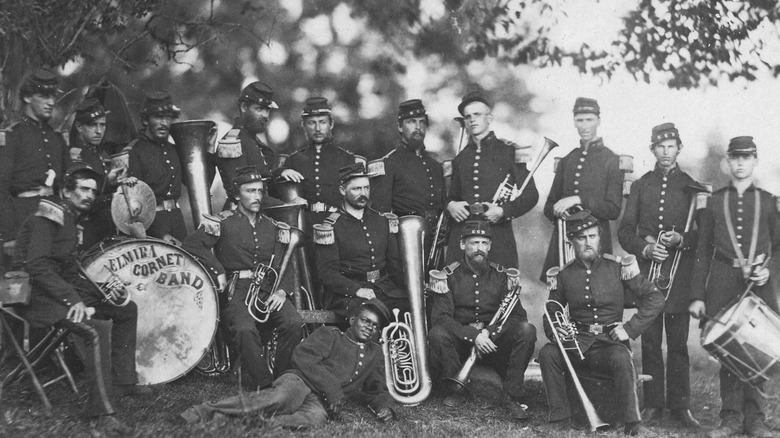 Civil War band standing together