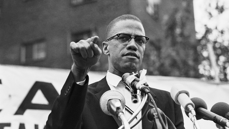 Malcolm X giving a speech