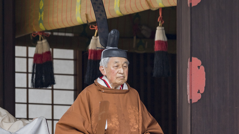 Akihito attending abdication ceremony