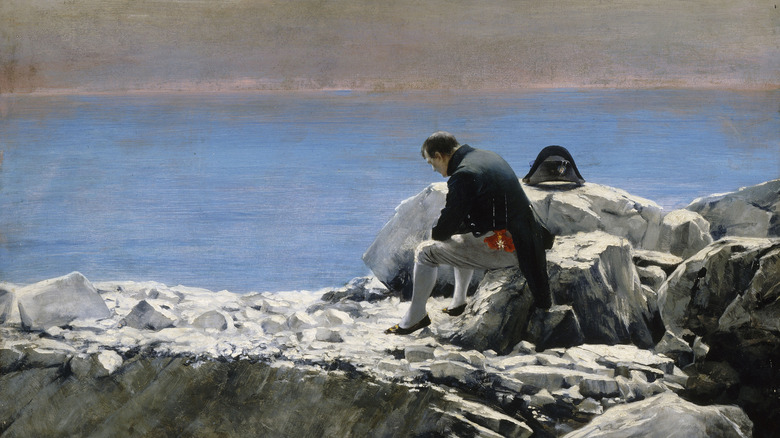 Painting of Napoleon looking at sea from Saint Helena