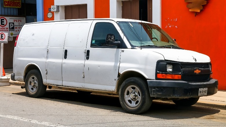 Old white cargo van