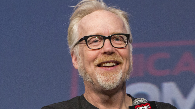 adam savage laughing into microphone