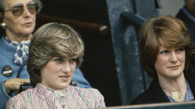 Sarah McCorquodale and Princess Diana at an event